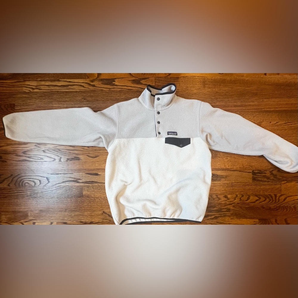 COPY - Patagonia cream and Gray Synchilla Fleece Pullover